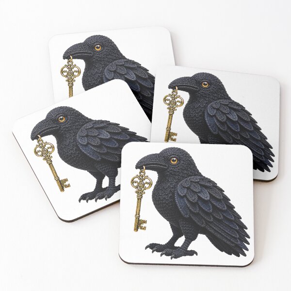 Item preview, Crochet Raven with Antique Key – Gothic Witchy Yarn Art designed and sold by Digital Culture Studio.