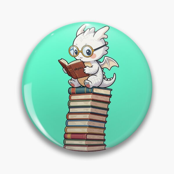Item preview, Cute Nerd Dragon Reading Physics Book on Stack of Books designed and sold by WildArtIT.