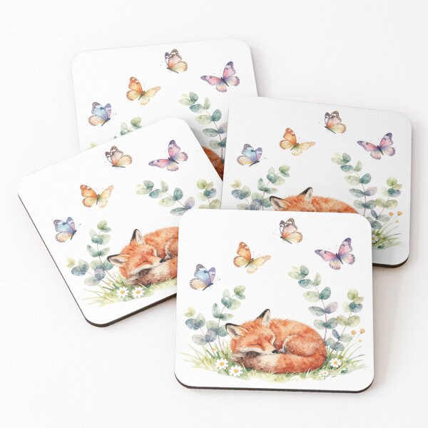 Item preview, Whimsical Woodland Fox and Butterflies Illustration designed and sold by WildArtIT.