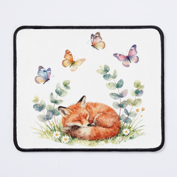 Item preview, Whimsical Woodland Fox and Butterflies Illustration designed and sold by WildArtIT.