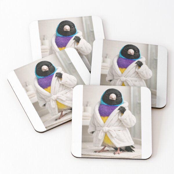 Item preview, Gouldian Finch Wearing a Bathrobe designed and sold by Sillytoe.