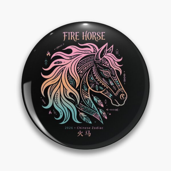 Item preview, Fire Horse 2026 - Tribal Flame Pastel Chinese Zodiac designed and sold by Fulaly.