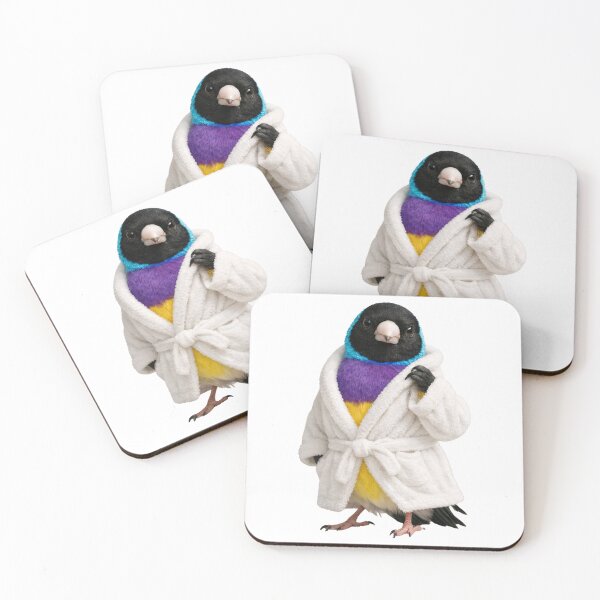 Item preview, Cozy Gouldian Finch in a Bathrobe designed and sold by Sillytoe.