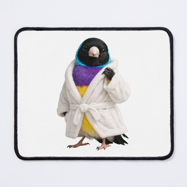Item preview, Cozy Gouldian Finch in a Bathrobe designed and sold by Sillytoe.