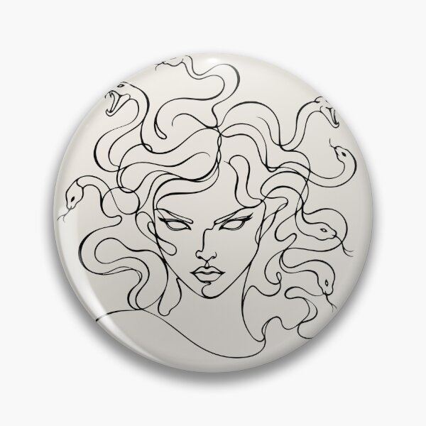 Item preview, Medusa Line Drawing - Greek Mythology Gorgon with Serpents      designed and sold by FemmePod.