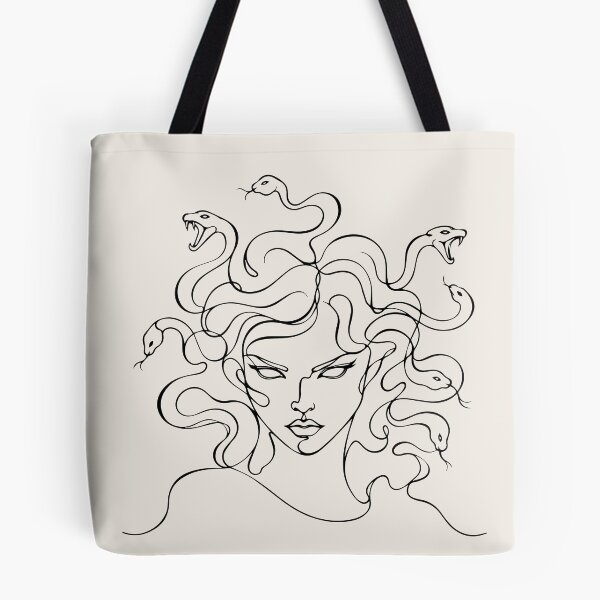 Item preview, Medusa Line Drawing - Greek Mythology Gorgon with Serpents      designed and sold by FemmePod.