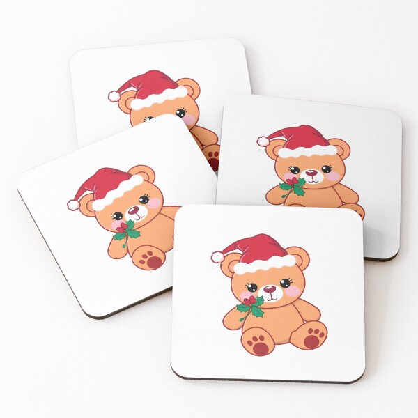 Item preview, Cute Christmas Teddy Bear with Santa Hat and Holly designed and sold by AnimalMenagerie.