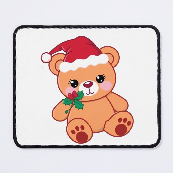 Item preview, Cute Christmas Teddy Bear with Santa Hat and Holly designed and sold by AnimalMenagerie.