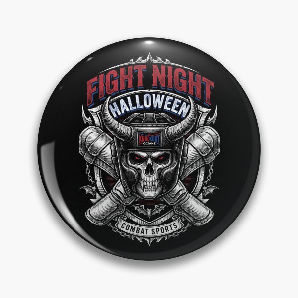 Item preview, Fight Night Halloween Horned Skull Boxing Headgear MMA Crest designed and sold by TeNovaStudio ⭐⭐⭐⭐⭐.