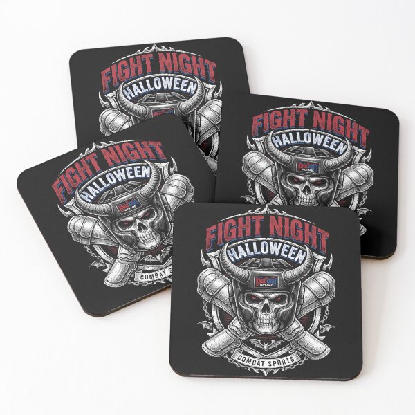 Item preview, Fight Night Halloween Horned Skull Boxing Headgear MMA Crest designed and sold by TeNovaStudio ⭐⭐⭐⭐⭐.