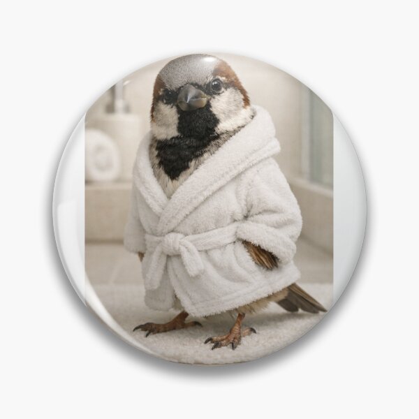 Item preview, House Sparrow Wearing a Bathrobe designed and sold by Sillytoe.