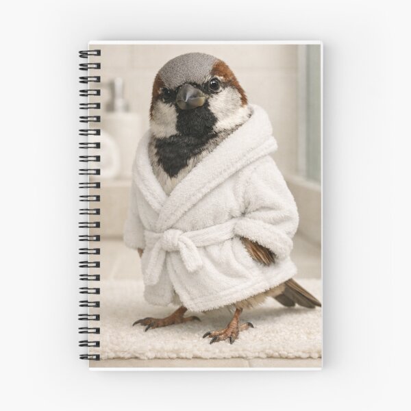 Item preview, House Sparrow Wearing a Bathrobe designed and sold by Sillytoe.