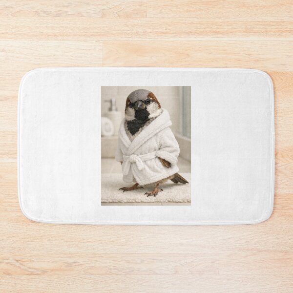Item preview, House Sparrow Wearing a Bathrobe designed and sold by Sillytoe.