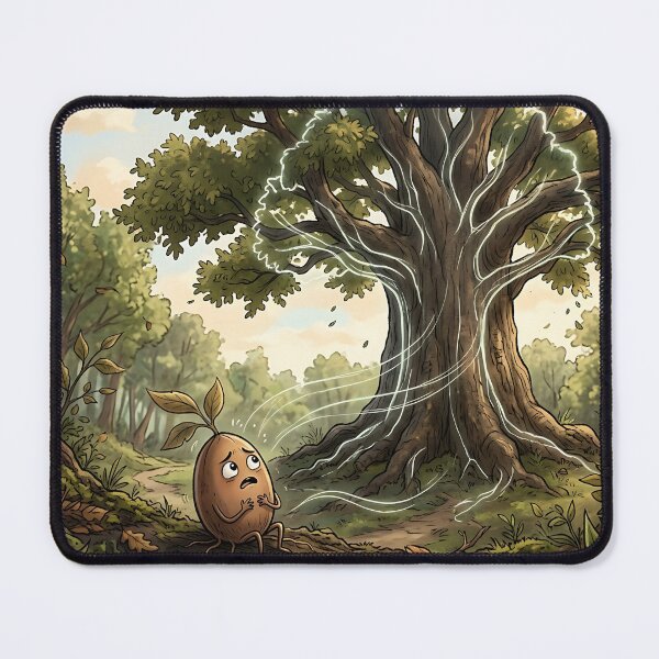 Item preview, Sprouting Seed Facing Giant Oak Growth Mindset Art  designed and sold by Michaelragheb.