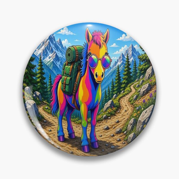 Item preview, Rainbow Horse Hiking in Beautiful Mountains designed and sold by Breezes-of-Ida.