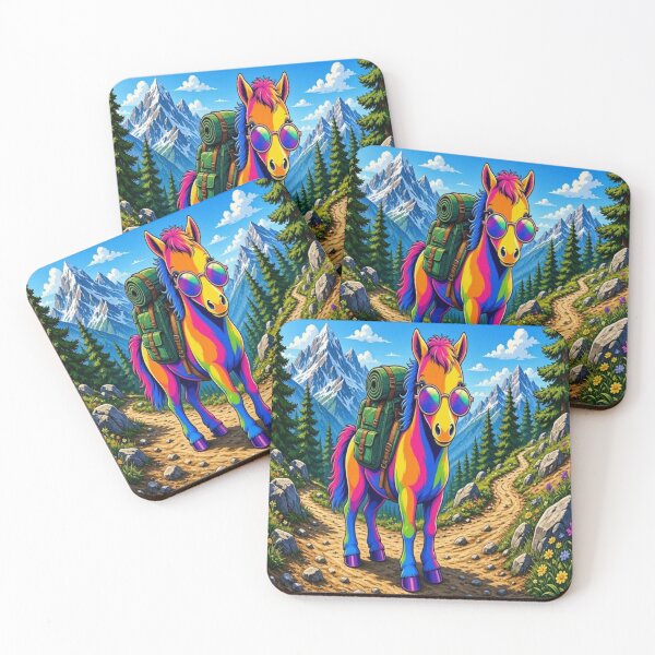 Item preview, Rainbow Horse Hiking in Beautiful Mountains designed and sold by Breezes-of-Ida.