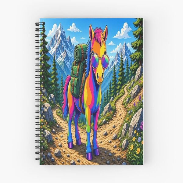 Item preview, Rainbow Horse Hiking in Beautiful Mountains designed and sold by Breezes-of-Ida.