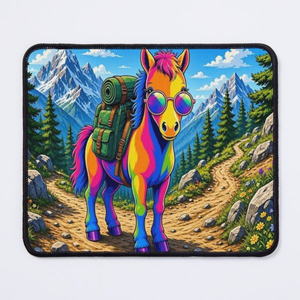 Item preview, Rainbow Horse Hiking in Beautiful Mountains designed and sold by Breezes-of-Ida.
