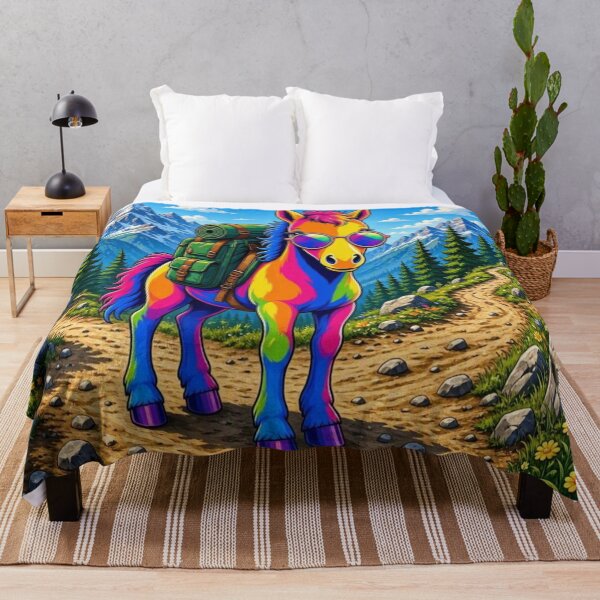 Item preview, Rainbow Horse Hiking in Beautiful Mountains designed and sold by Breezes-of-Ida.