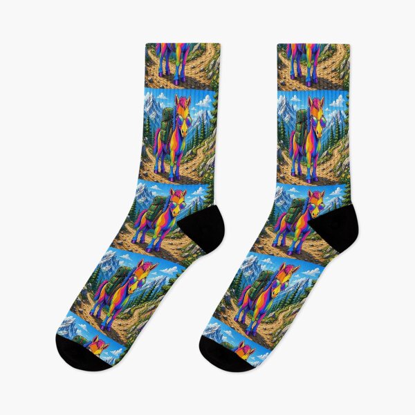 Item preview, Rainbow Horse Hiking in Beautiful Mountains designed and sold by Breezes-of-Ida.