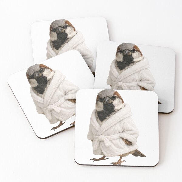 Item preview, Cozy House Sparrow in a Bathrobe designed and sold by Sillytoe.