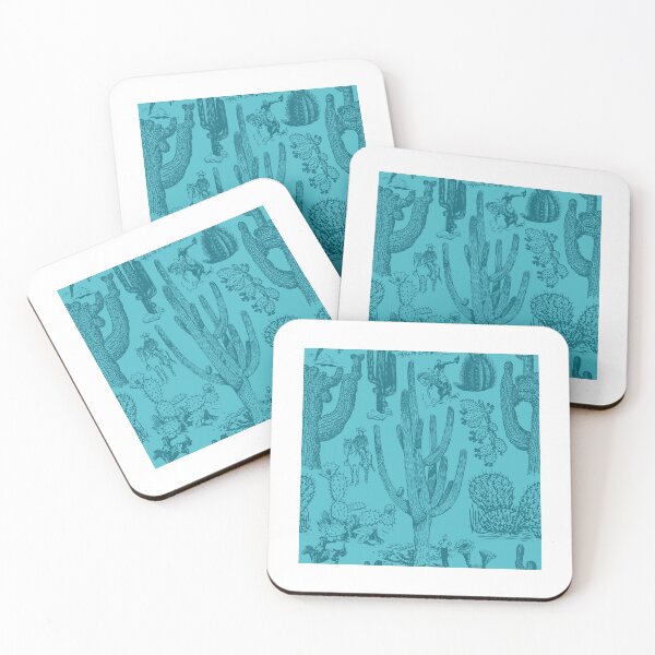 Item preview, Western Cactoile in Tonal Turquoise designed and sold by YesterdayColl.