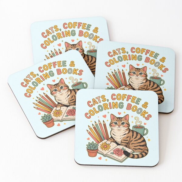 Item preview, Cats Coffee & Coloring Books Cozy Creative Hobby designed and sold by Nzgiftsandmore.