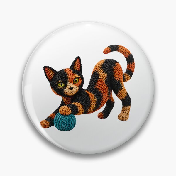 Item preview, Crochet Cat Playing with Yarn – Playful Cat Yarn Art designed and sold by Digital Culture Studio.