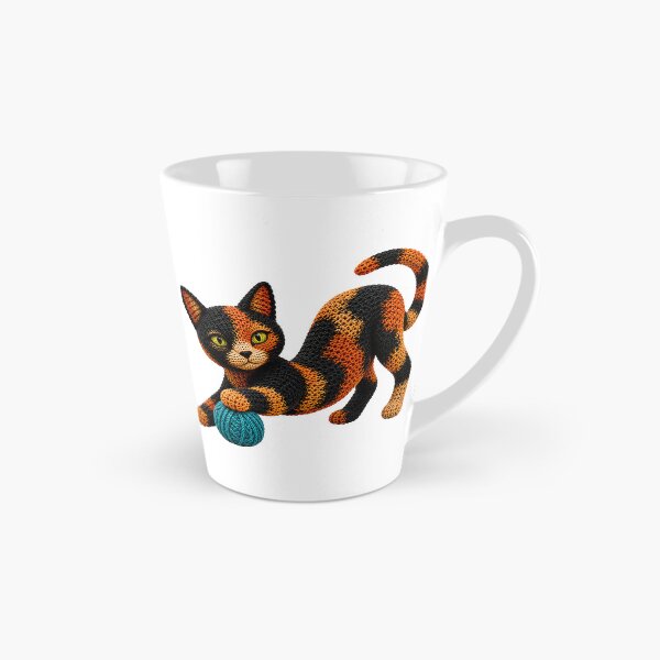 Item preview, Crochet Cat Playing with Yarn – Playful Cat Yarn Art designed and sold by Digital Culture Studio.