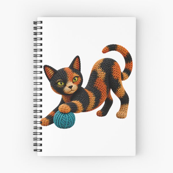 Item preview, Crochet Cat Playing with Yarn – Playful Cat Yarn Art designed and sold by Digital Culture Studio.
