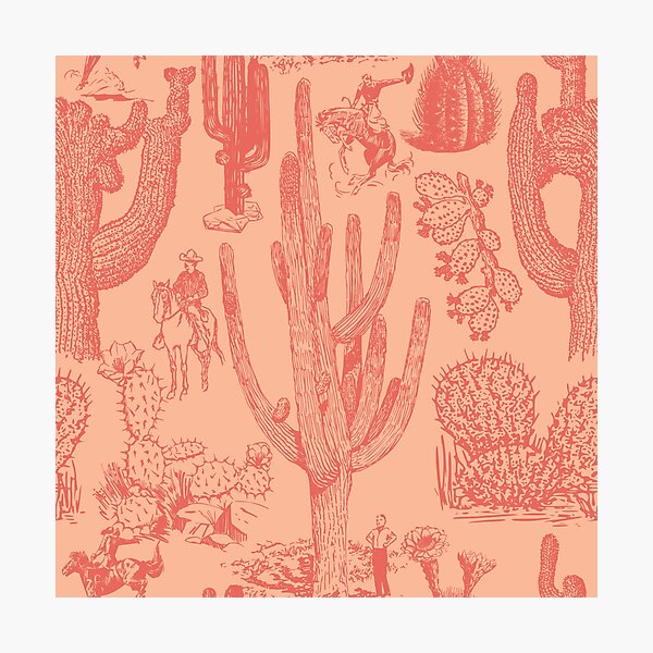 Item preview, Western Cactoile in Peach + Coral Clay designed and sold by YesterdayColl.