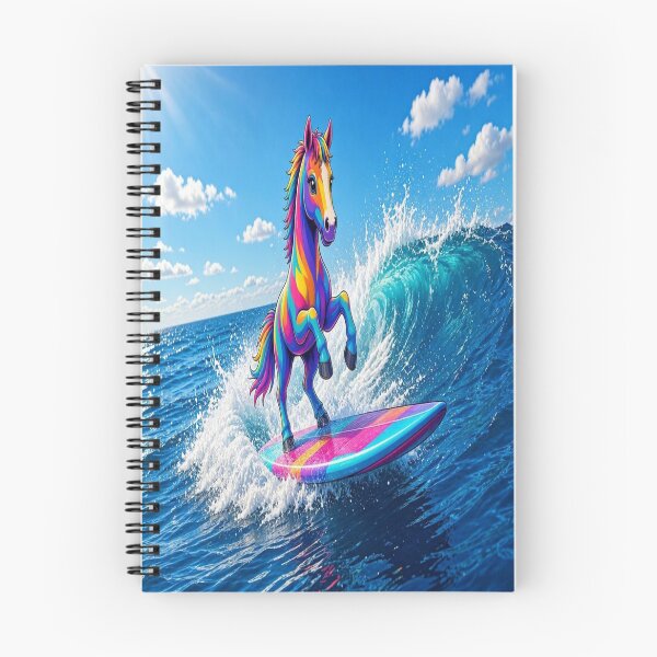 Item preview, Cool Rainbow Horse Surfing on Big Ocean Wave Pop Art - Tugy designed and sold by Breezes-of-Ida.