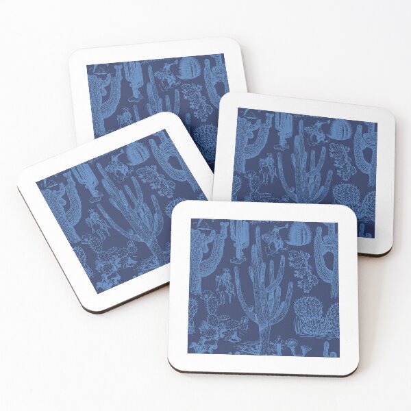 Item preview, Western Cactoile in Tonal Navy Blue designed and sold by YesterdayColl.