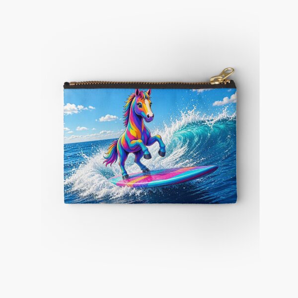Item preview, Cool Rainbow Horse Surfing on Big Ocean Wave Pop Art - Tugy designed and sold by Breezes-of-Ida.