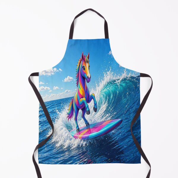 Item preview, Cool Rainbow Horse Surfing on Big Ocean Wave Pop Art - Tugy designed and sold by Breezes-of-Ida.
