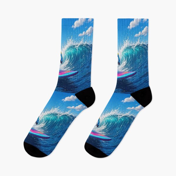 Item preview, Cool Rainbow Horse Surfing on Big Ocean Wave Pop Art - Tugy designed and sold by Breezes-of-Ida.