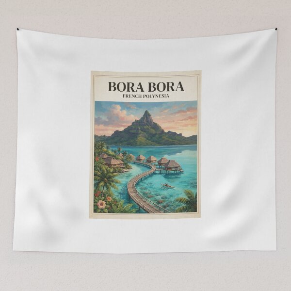Item preview,  Bora Bora French Polynesia Vintage Travel Poster – Tropical Lagoon designed and sold by ElartedeNoel.