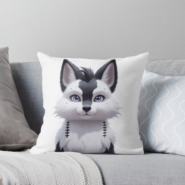 Item preview, Black & White Fox Fursona Portrait Sticker – Lilac Eyes Furry Art Sticker designed and sold by HOODYBUDSTYLES.