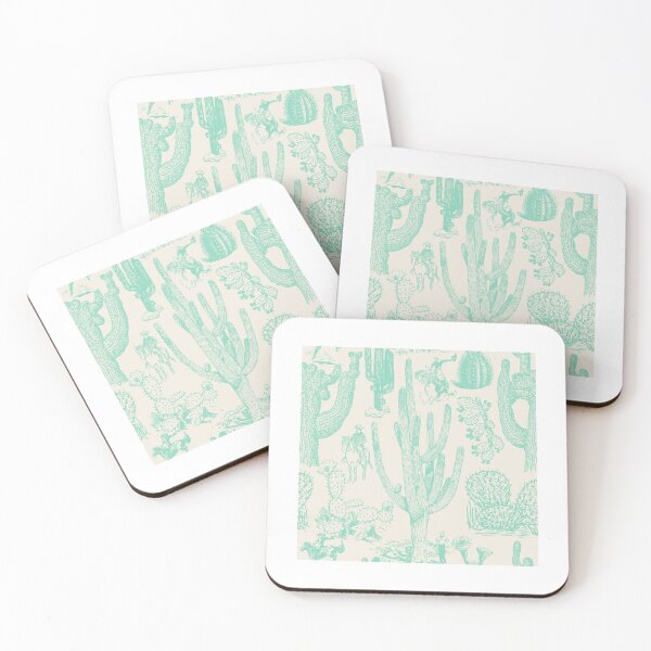 Item preview, Western Cactoile in Oat White + Mint designed and sold by YesterdayColl.