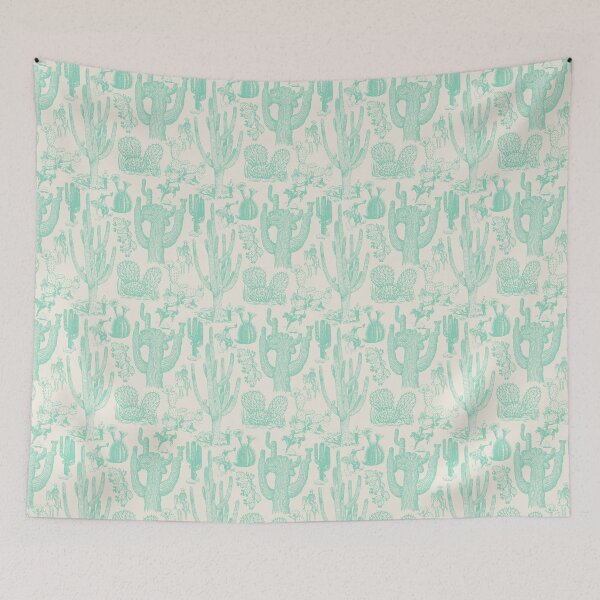 Item preview, Western Cactoile in Oat White + Mint designed and sold by YesterdayColl.