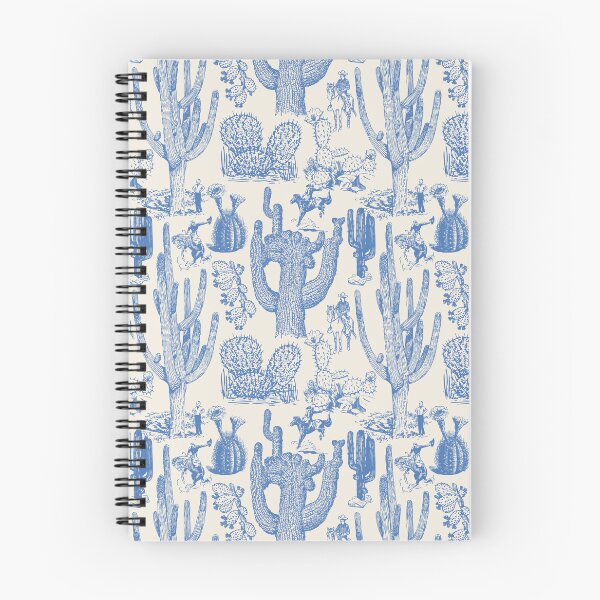 Item preview, Western Cactoile in Oat White + Chinoiserie Blue designed and sold by YesterdayColl.