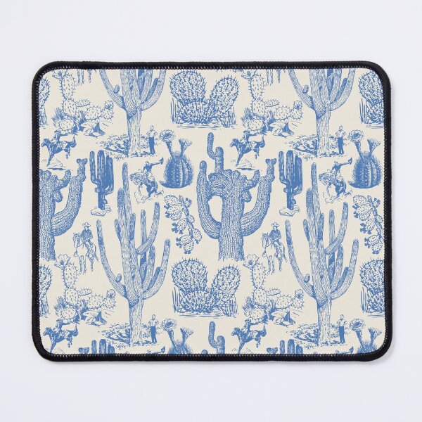 Item preview, Western Cactoile in Oat White + Chinoiserie Blue designed and sold by YesterdayColl.