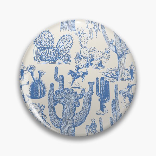 Item preview, Western Cactoile in Oat White + Chinoiserie Blue designed and sold by YesterdayColl.