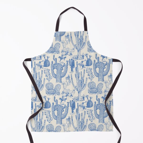 Item preview, Western Cactoile in Oat White + Chinoiserie Blue designed and sold by YesterdayColl.