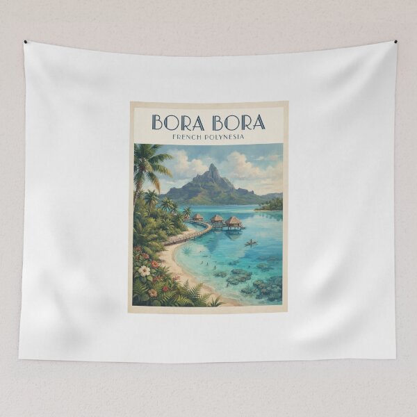 Item preview, Bora Bora French Polynesia Vintage Travel Poster – Tropical Lagoon designed and sold by ElartedeNoel.