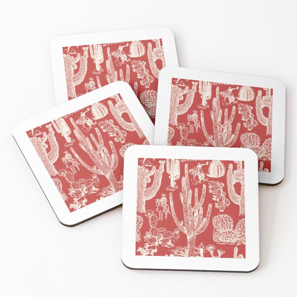 Item preview, Western Cactoile in Bright Holiday Red + Cream designed and sold by YesterdayColl.