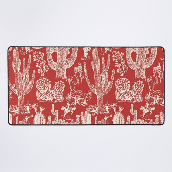 Item preview, Western Cactoile in Bright Holiday Red + Cream designed and sold by YesterdayColl.
