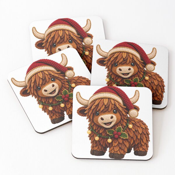 Item preview, Christmas Crochet Highland Cow – Festive Cow Yarn Art designed and sold by Digital Culture Studio.