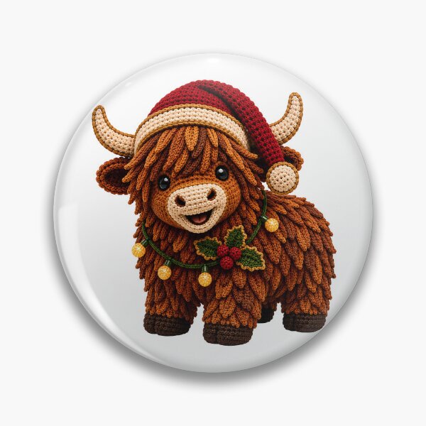 Item preview, Christmas Crochet Highland Cow – Festive Cow Yarn Art designed and sold by Digital Culture Studio.