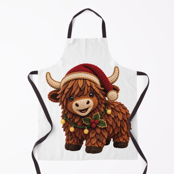 Item preview, Christmas Crochet Highland Cow – Festive Cow Yarn Art designed and sold by Digital Culture Studio.